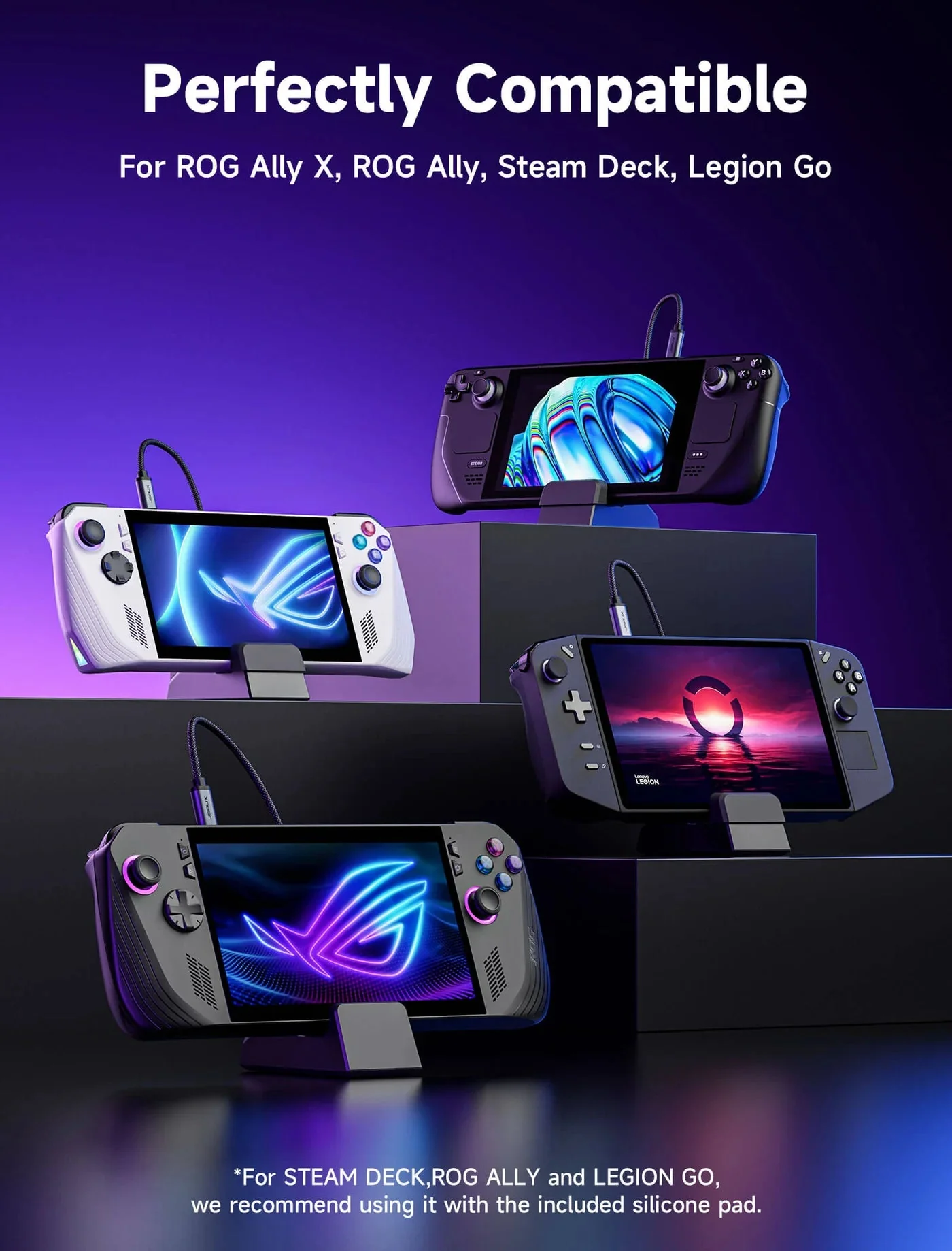 6 in 1 Docking Station für Steam Deck, ROG Ally X, Lenovo Legion Go - Schwarz & Weiß - Image 5